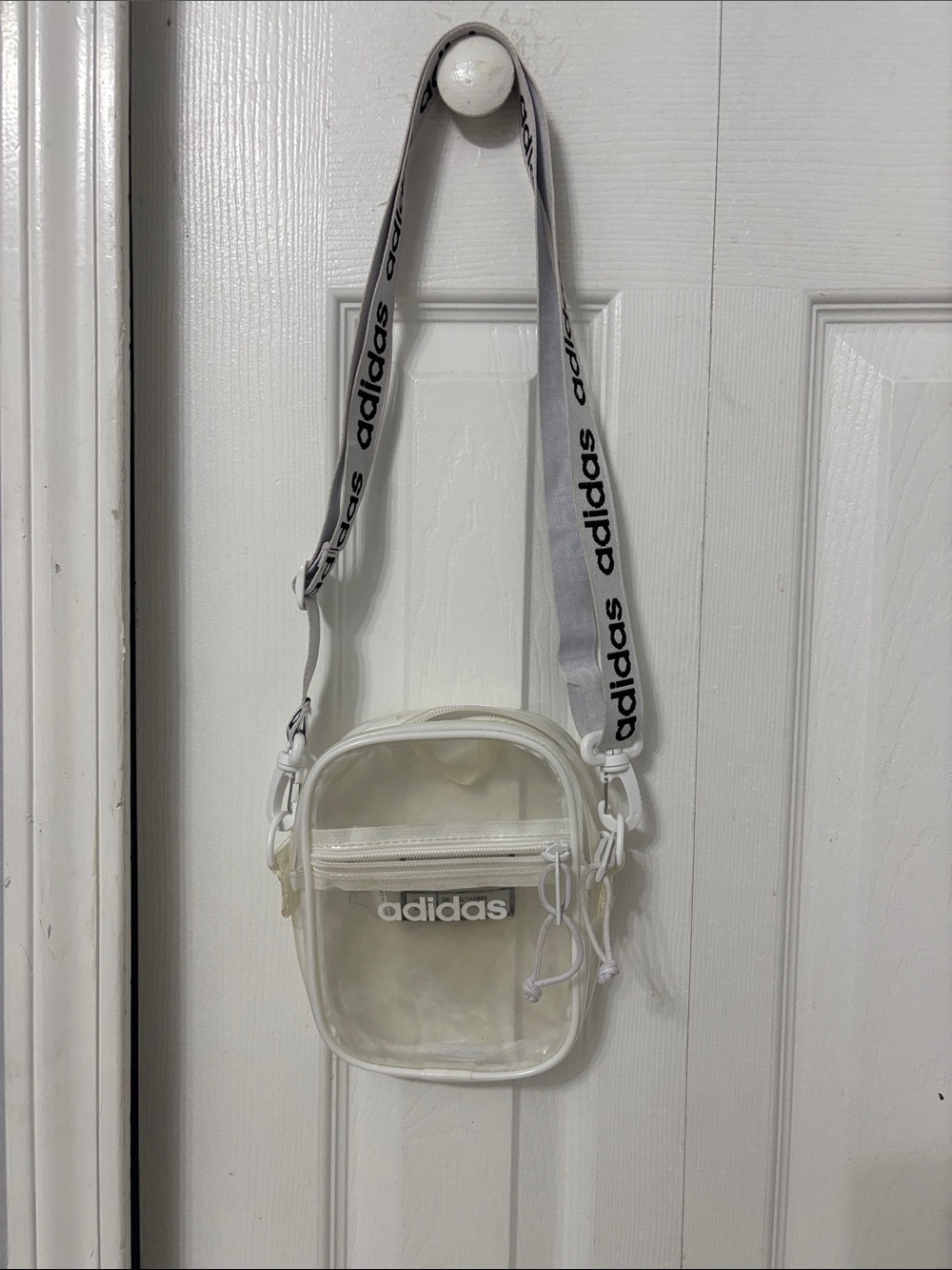 adidas Clear White Mini Crossbody Bag with Branded Strap
